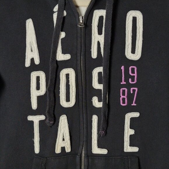 Aeropostale Womens Y2K 2000s Graphic Embroidered Full Zip Hooded Jacket Medium - Picture 6 of 11